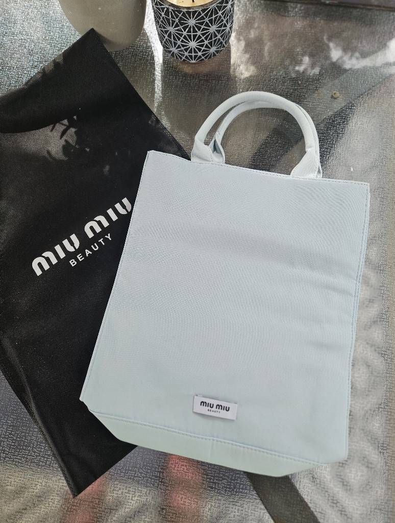 Miu Miu Light Blue Canvas Tote Bag